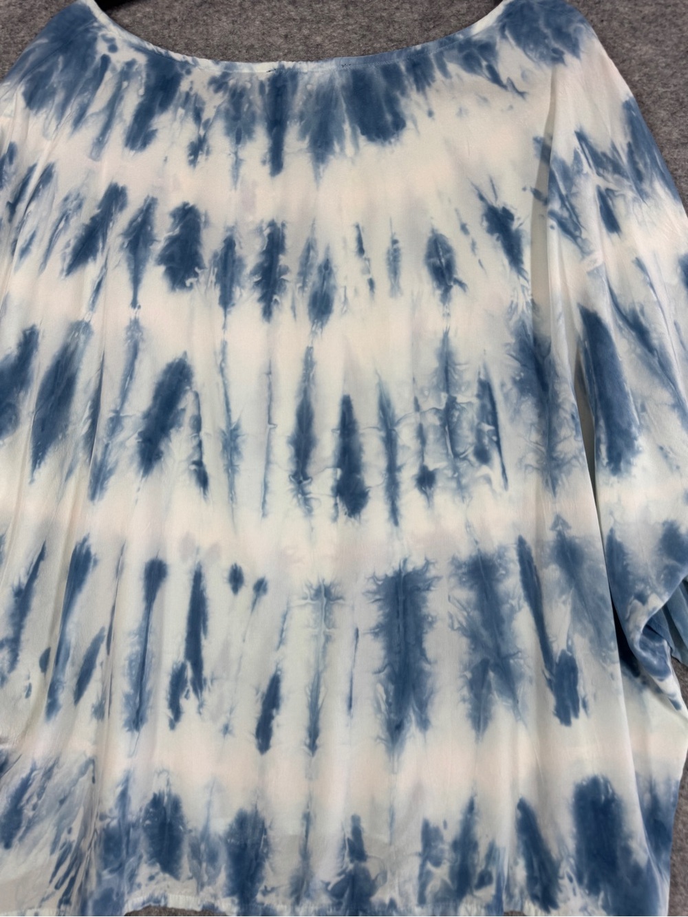 Gypsy 05 Silk Tie Dye Blouse Blue White Medium Boho Resort Top Summer Vacay - Picture 13 of 16